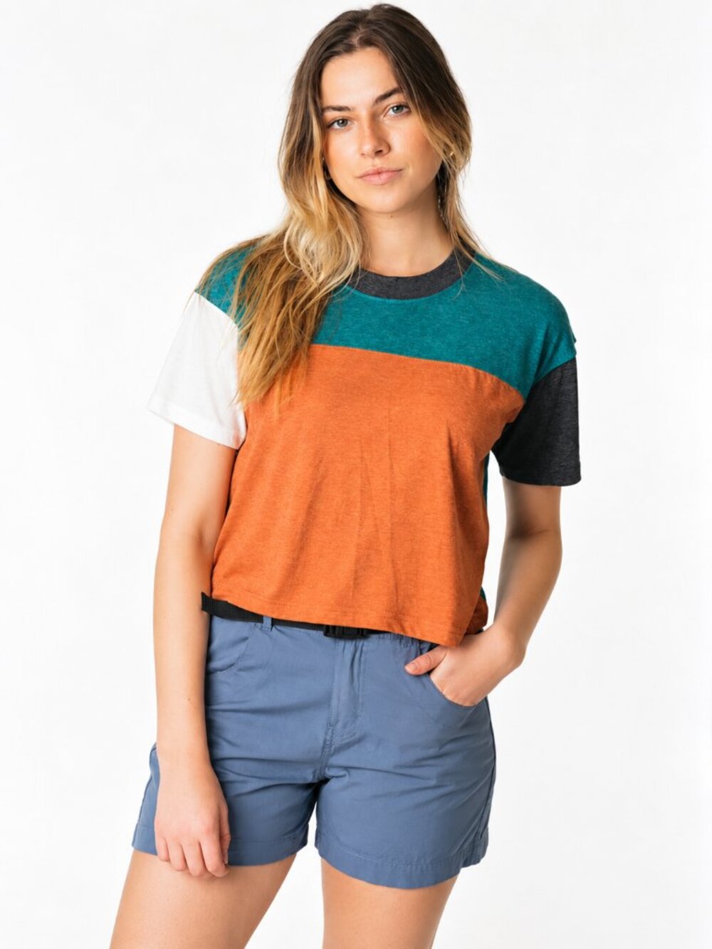 KAVU Eevi Top Colourblock Cotton T-Shirt Lightweight Outdoor Gorpcore Camping XL